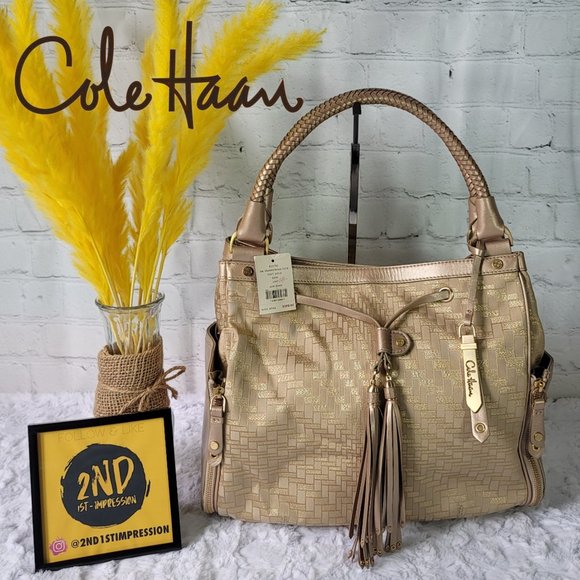 NWT Cole Haan Drawstring Shoulder Soft Gold Bag - Picture 1 of 13